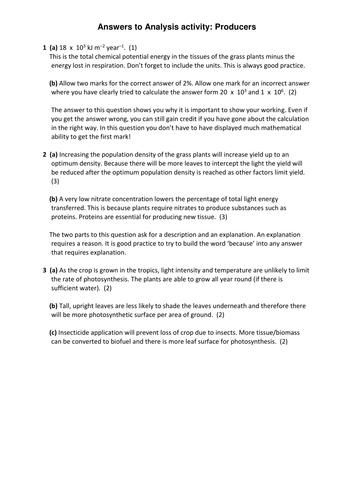 AQA A-level Biology (2016 specification). Section 5 Topic 13: Energy & ecosystems. Class notes