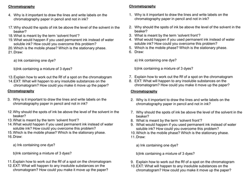 Edexcel 9-1 Homework for Chromatography, Distillation, Atomic structure, Bonding and Allotropes