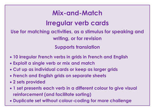 Mix-and-Match French Irregular Verb Cards