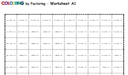 colouring by factoring buzz 20 worksheet collaborative math mosaic