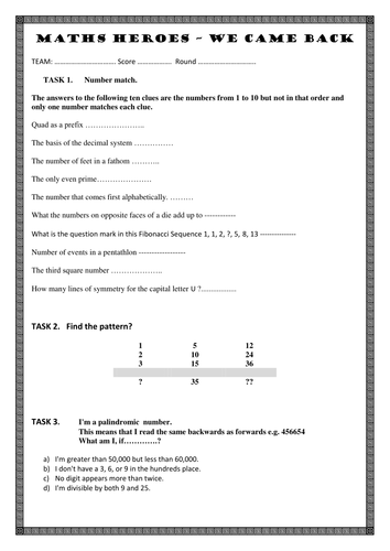 The second in a compilation of Maths Challenge Quizzes for junior secondary maths