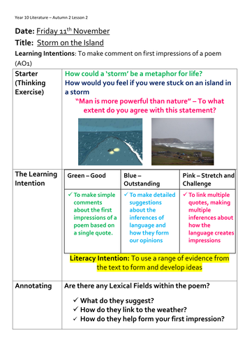 AQA Lit - Poetry Anthology - Storm on the Island