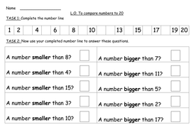 Worksheet: Comparing Numbers to 20 and 30 | Teaching Resources