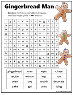 Gingerbread Man Word Search - Hard | Teaching Resources