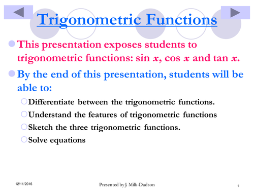 Understanding Trig Functions and their dynamics