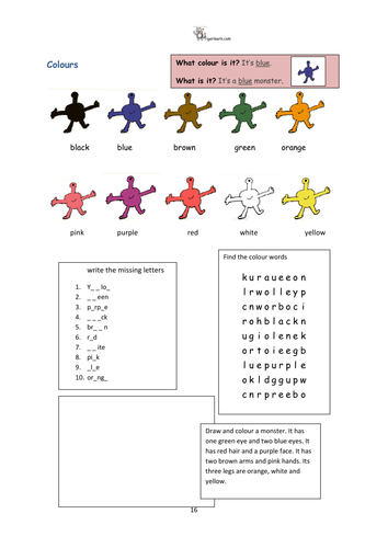 Colours/Colors ESL EAL activities