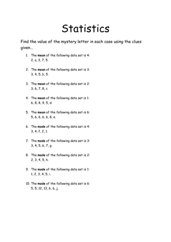 Find the missing letters: Mean, Mode, Arithmetic and Geometric Sequences