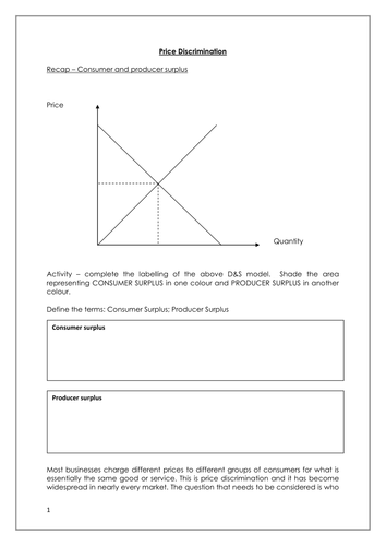 Price Discrimination Work Booklet