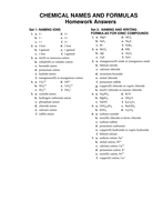 Naming Compounds HOMEWORK sets w/ ANSWERS, Nomenclature, Writing