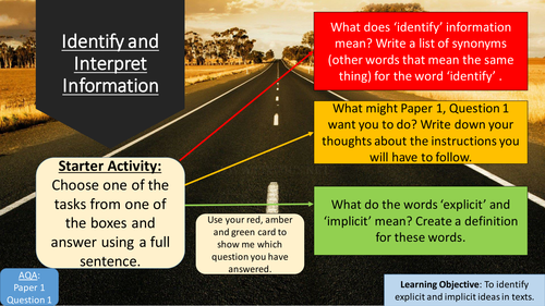 AQA New Spec GCSE English Language (8700) Paper 1, Question 1 Lesson - Introduction / Revision