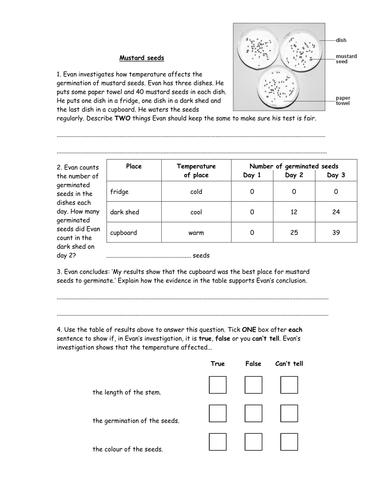 science homework sheets