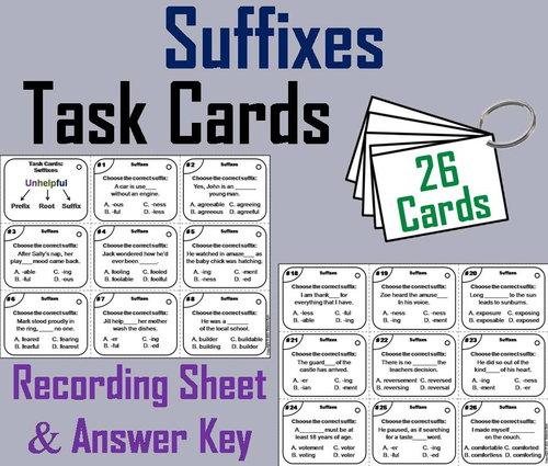 Suffixes Task Cards