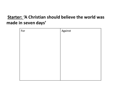 Christian beliefs about creation  Edexcel B New spec 9-1