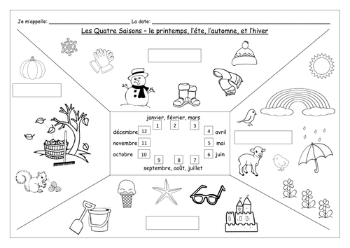 FRENCH - The Four Seasons - Les Quatre Saisons - Worksheets