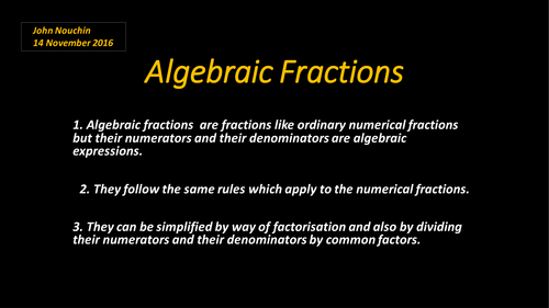 Algebraic fraction