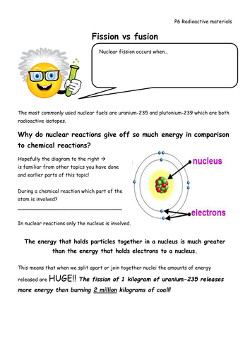 Radiation - Fusion vs Fisson | Teaching Resources