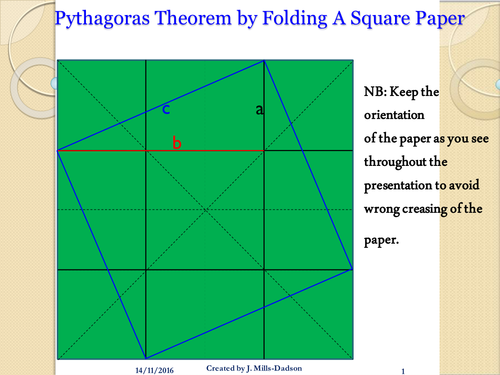 Pythagoraean Theorem - Folding a square to prove Pythagorean Theorem