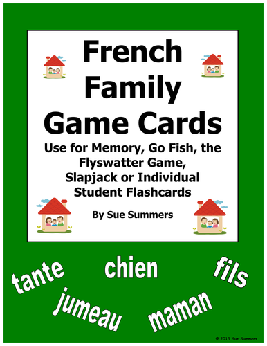 French Family Cards for Flashcards, Memory, Go Fish, Flyswatter Game