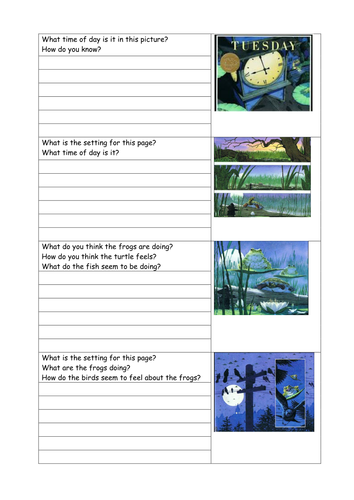 Tuesday By David Wiesner Comprehension Questions Teaching Resources
