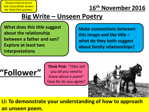 AQA Poetry Cluster - Love and Relationships: Follower