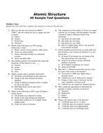 Atomic Structure HOMEWORK w/ ANSWERS, Multiple choice Exam Practice ...