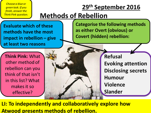 AQA New Specification - The Handmaid's Tale: Methods of Rebellion (AO2)