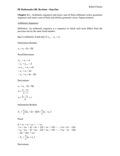 IB Mathematics Revision Notes
