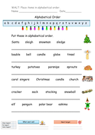 christmas themed alphabetical order worksheet by krazikas
