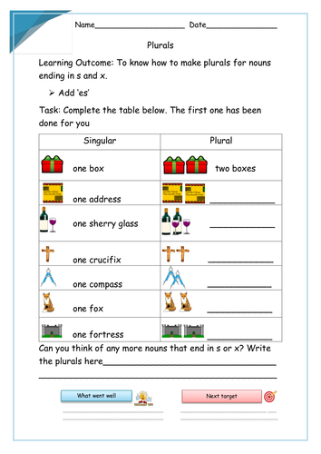 Christmas Themed Plurals Worksheet