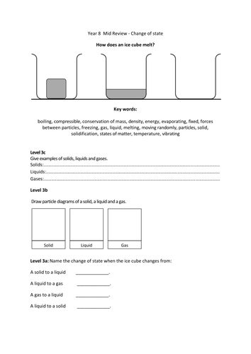 KS3 Assessment on Particles