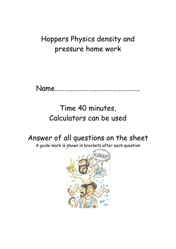 Density and pressure homework