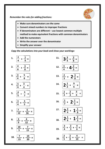 Adding Fractions Worksheets 