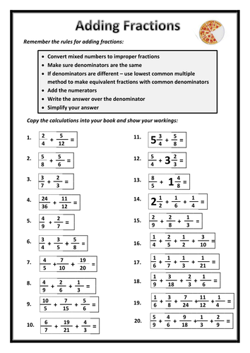Adding Fractions Worksheets | Teaching Resources