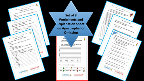 Apostrophe for Omission - Christmas Themed Worksheets