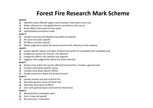 What are the causes and effects of forest fires?  Assessment lesson.