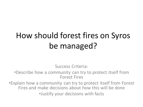 Forest Fire Decision Making Exercise