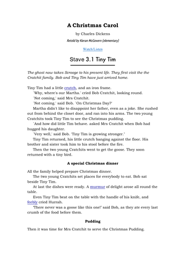 A Christmas Carol  Stave 3  The Cratchit Christmas Dinner  Teaching