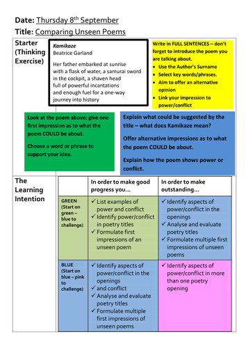 Comparing poems - Introduction