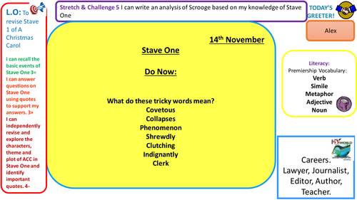 A lesson analysis Stave 1 of A Christmas Carol