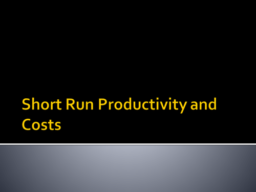 Short Run Productivity and Costs
