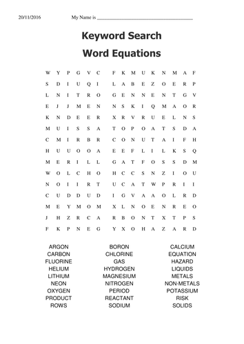 A Keyword Search For The Year 7 Chemistry C1 3 2 Word Equations Lesson Teaching Resources