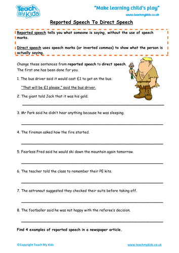 direct speech worksheet grade 2