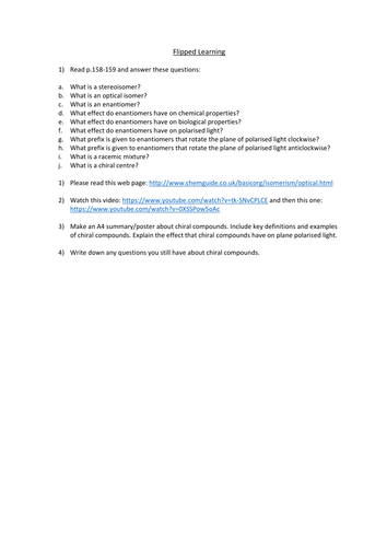 Chirality - complete lesson for new OCR A Level 2015 onwards