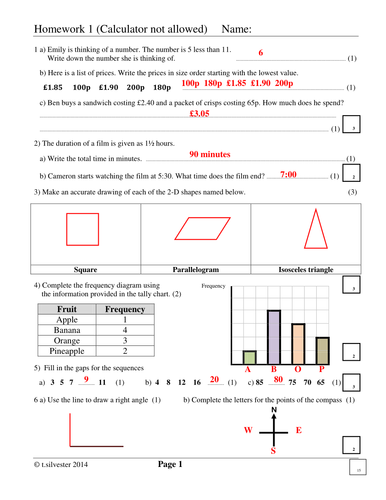 22 Maths homework or revision papers for Ages 11 to 16 (over 150 pages)