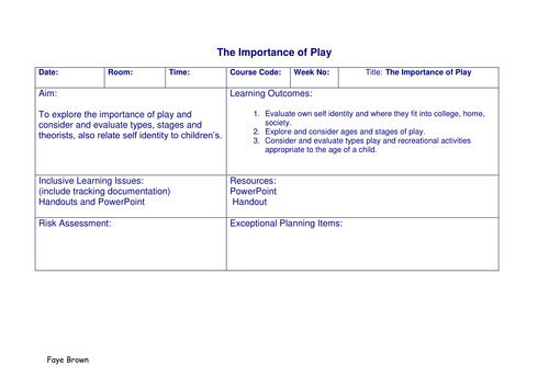 Lesson plans to teach about play, bundle of 3