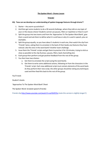 Week 2 Spoken Language Study KS3 KS4 How does spoken language show ...