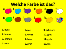 Presentation On German Colours For Ks2 3 With Quiz Quiz Trade Cards 