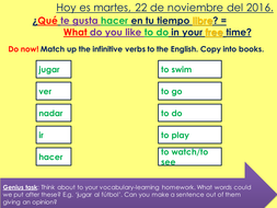 Ks3 Spanish Que Te Gusta Hacer En Tu Tiempo Libre Free Time Teaching Resources