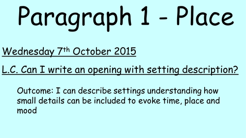 How to write a Place paragraph