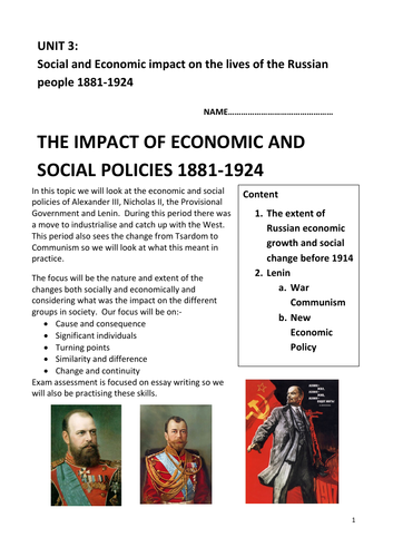 The impact of economic and social policies in Russia 1881-1924 ...